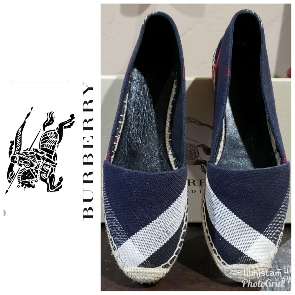 Burberry Navy and White Espadrilles